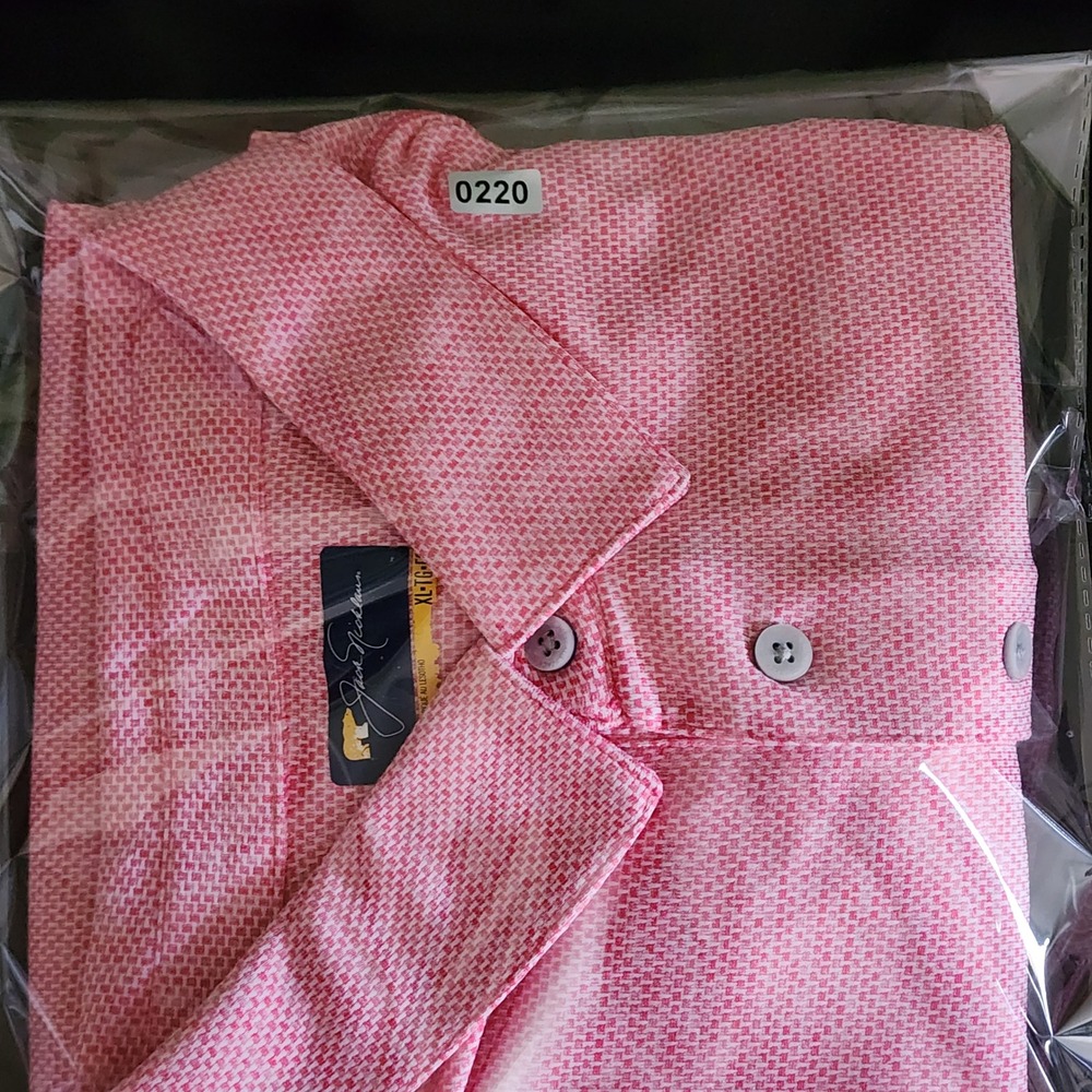 Jack Nicklaus Polo Shirt Mens XL Pink‎ Textured Golden Bear Logo Excellent - Picture 13 of 13
